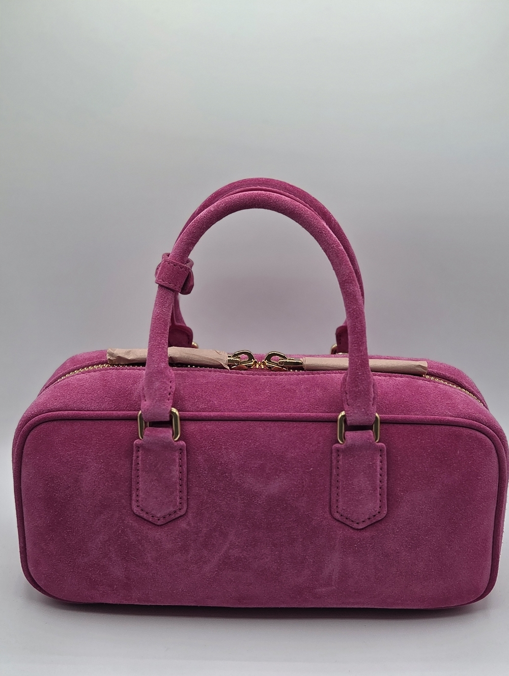 Miu Miu Arcadie Hot Pink Suede Satchel Handbag Purse NWT Authentic - Picture 13 of 15